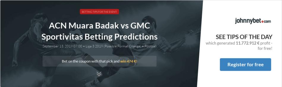 Acn Muara Badak Vs Gmc Sportivitas Betting Predictions Tips Odds Previews 2019 09 12 By Krasilala