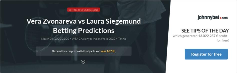 Vera Zvonareva Vs Laura Siegemund Betting Predictions Tips Odds Previews 2020 03 06 By Statistix