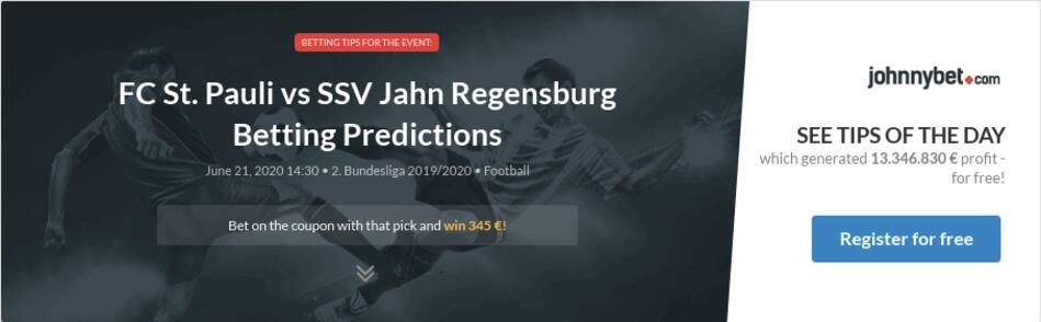 FC St. Pauli vs SSV Jahn Regensburg Betting Predictions, Tips, Odds, Previews - 2020-06-21 - by ...