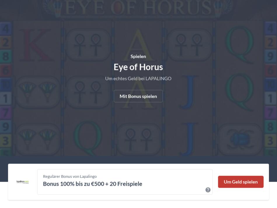 Eye of Horus online um Echtgeld spielen