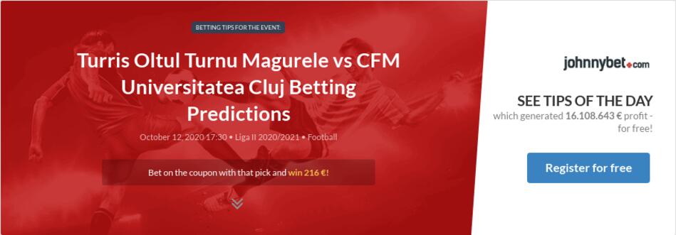 Turris Oltul Turnu Magurele Vs Cfm Universitatea Cluj Betting Predictions Tips Odds Previews 2020 10 12 By Zhubiitis
