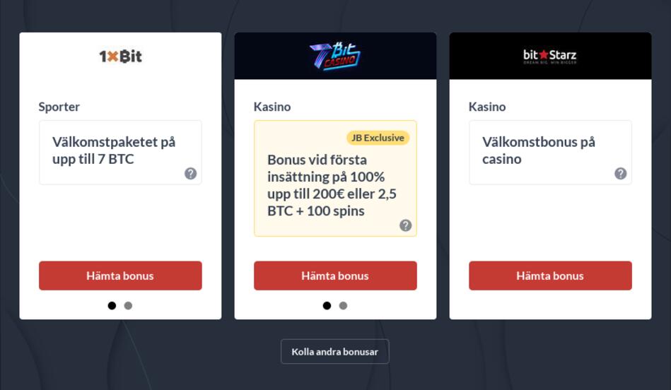 Bästa casinona med bitcoin i Sverige