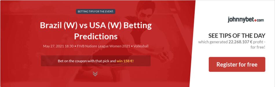 Brazil (W) vs USA (W) Betting Predictions, Tips, Odds ...