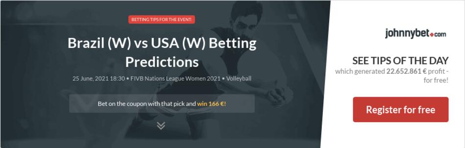 Brazil (W) vs USA (W) Betting Predictions, Tips, Odds ...