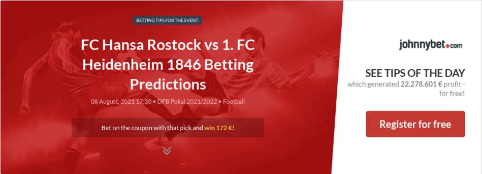 FC Hansa Rostock vs 1. FC Heidenheim 1846 Betting ...