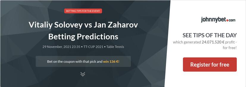 Vitaliy Solovey vs Jan Zaharov Betting Predictions
