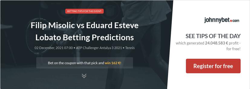 Filip Misolic vs Eduard Esteve Lobato Betting Predictions