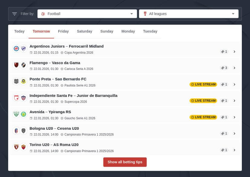 Free Football Betting Tips for Tomorrow