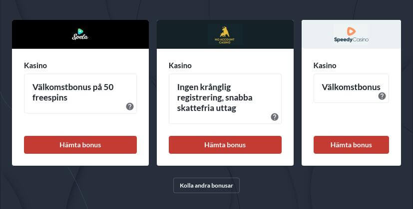 Online casinon utan registrering