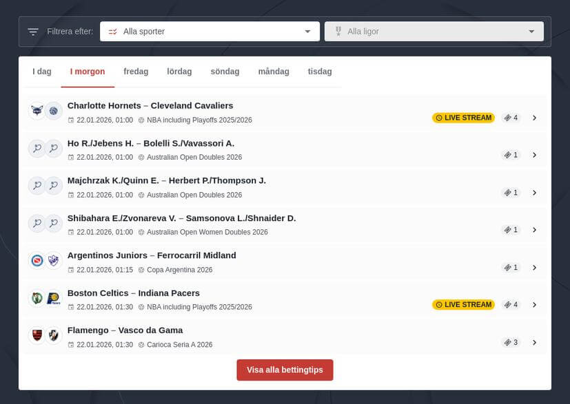 Gratis speltips till imorgon