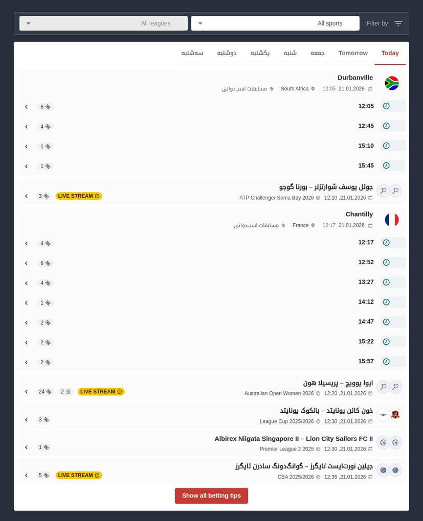 توصیه های شرط بندی بی نقص