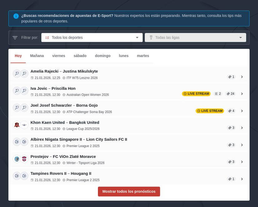 Consejos de Apuestas eSports Gratis
