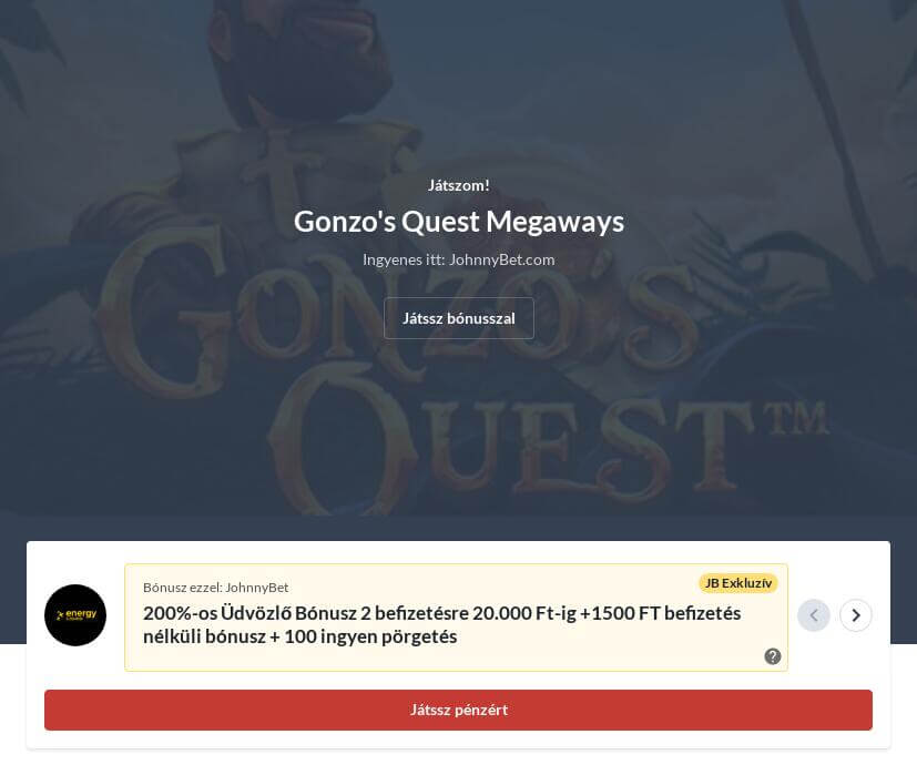 Gonzo's Quest Megaways játék ingyen