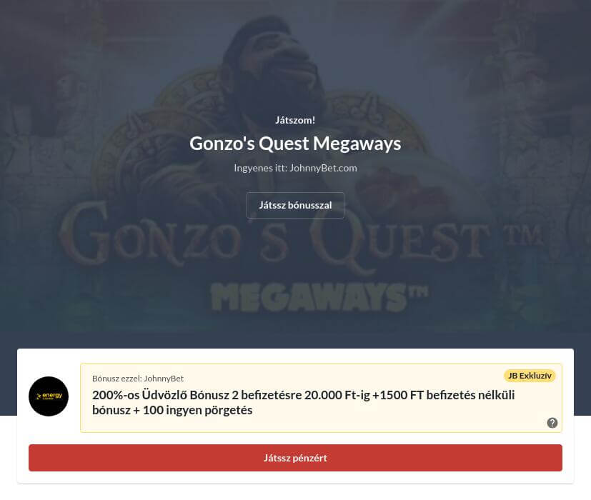 Gonzo's Quest Megaways játék ingyen