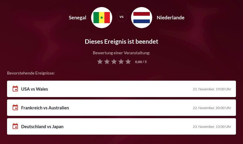 Senegal - Niederlande Wettquoten