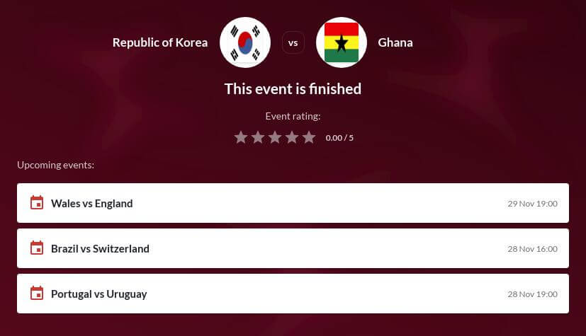 Ghana vs South Korea Betting Tips