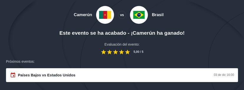 Pronóstico Camerún vs Brasil