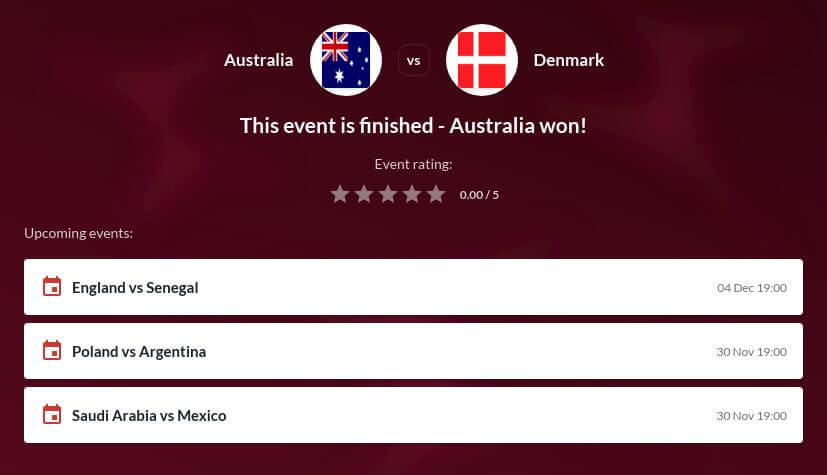 Australia vs Denmark Betting Tips