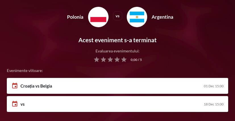 Polonia vs Argentina Cote de Pariuri