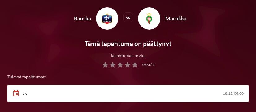 Ranska vs Marokko vedonlyönti