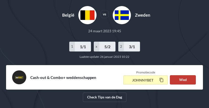 België - Zweden Voorspelling
