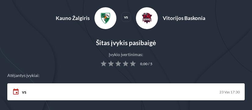 Žalgiris - Baskonia Tiesiogiai