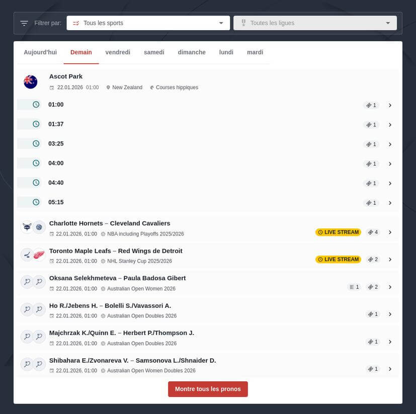 Pronostic Gagnant de Demain