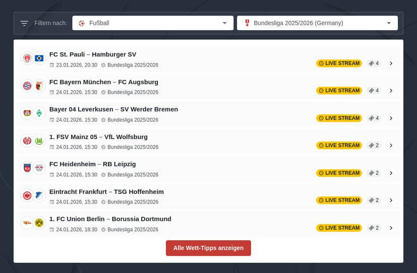 Fussball Bundesliga Quotenvergleich