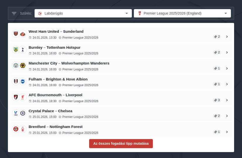 Premier League tippek