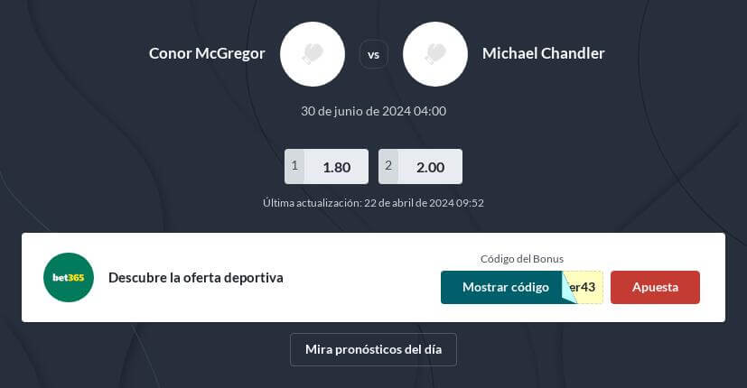 Pronóstico Conor McGregor vs Michael Chandler