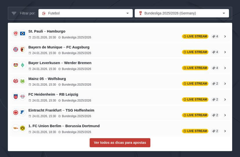 Palpites Campeonato Alemão Bundesliga 2025/2026