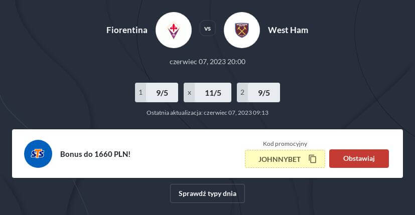 Fiorentina - West Ham zakłady bukmacherskie