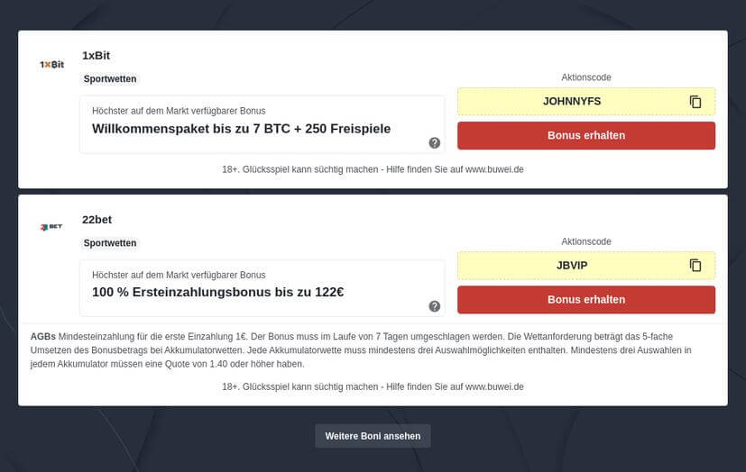 Die besten Wettanbieter mit Bitcoin