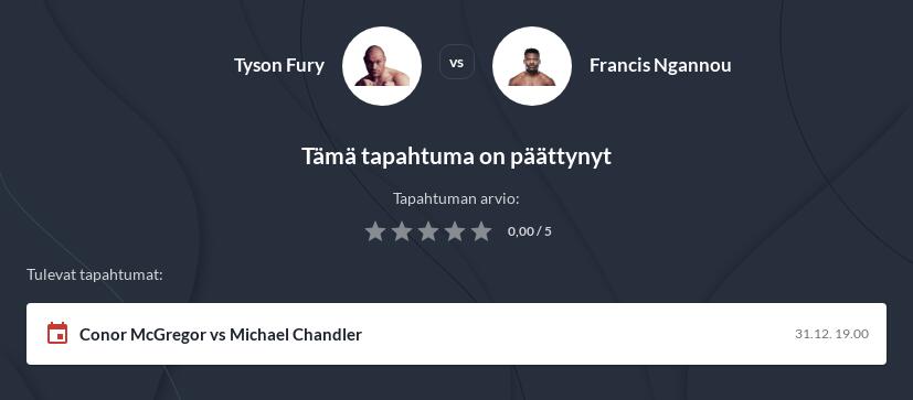 Tyson Fury vs Francis Ngannou vedonlyönti