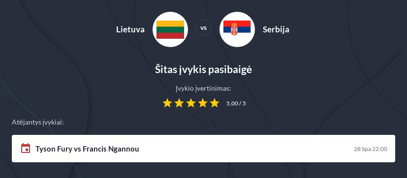 Lietuva - Serbija Tiesiogiai