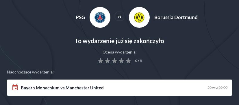 PSG – Borussia Dortmund zakłady bukmacherskie