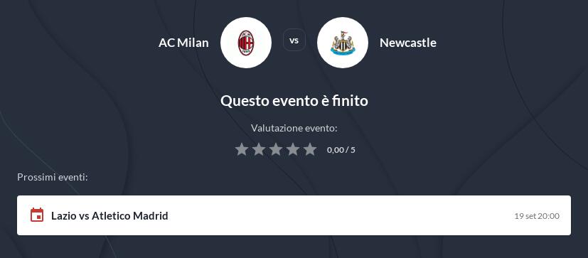 Pronostico Milan - Newcastle