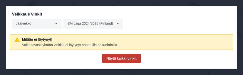 SM-Liiga Vedonlyönti 2024/2025