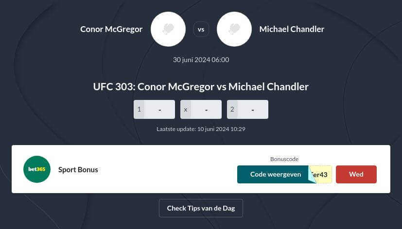 Wedden op McGregor vs Chandler