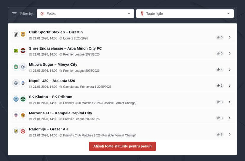 Pronosticuri fotbal azi