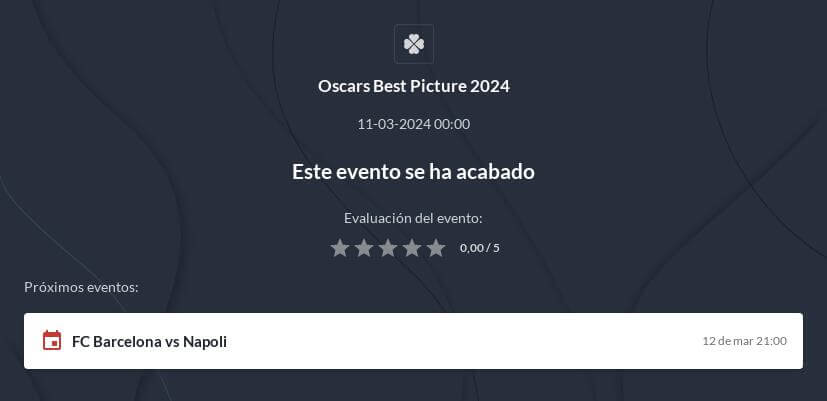 Apuestas Premios Oscars 2024