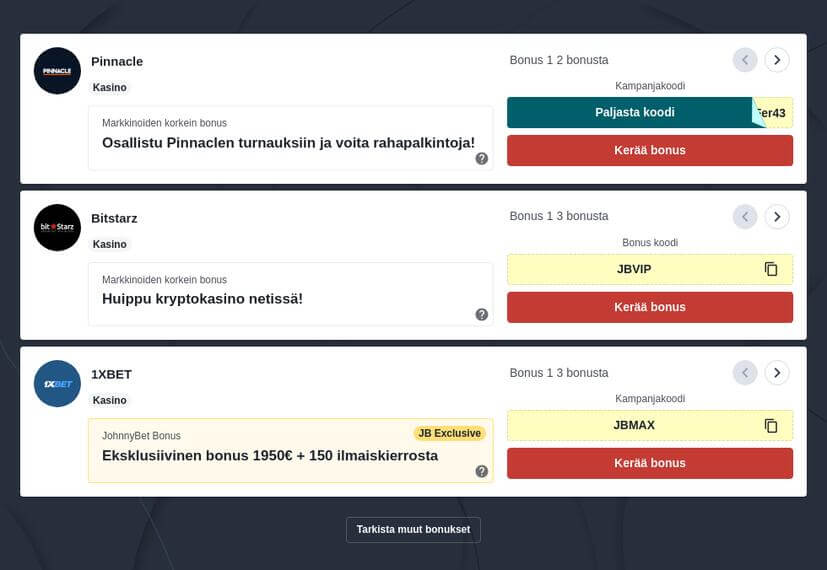 Ilmaiskierroksia ilman talletusta