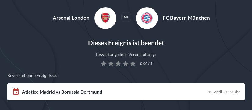 Bayern München - Arsenal London Wettquoten