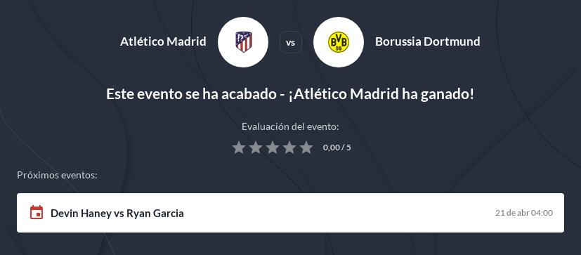 Pronóstico Atlético de Madrid vs Borussia Dortmund