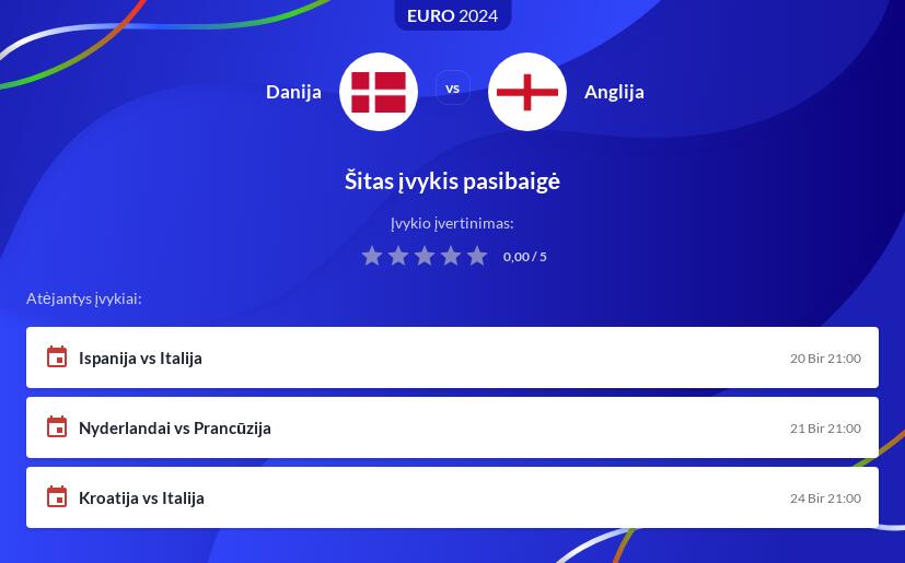 Danija – Anglija Tiesiogiai