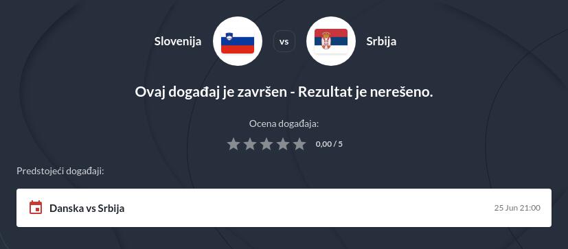 Slovenija - Srbija kvote i prenos uživo