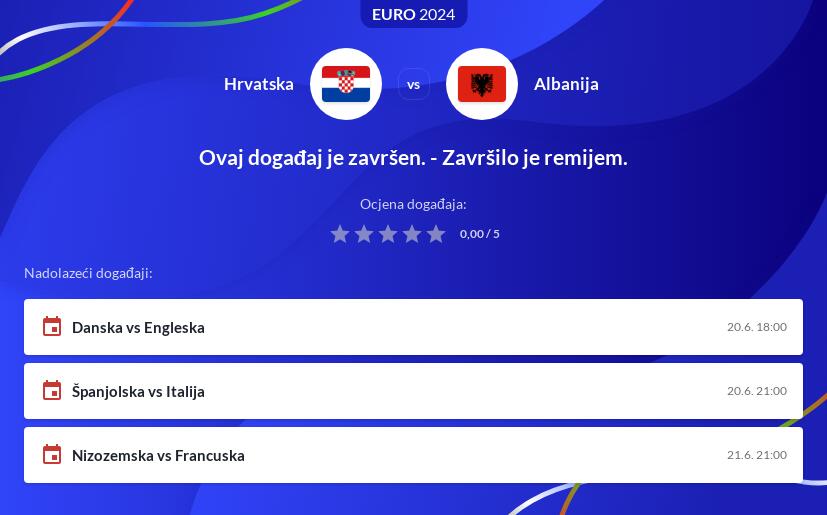 Hrvatska - Albanija Kladionica i prijenos uživo