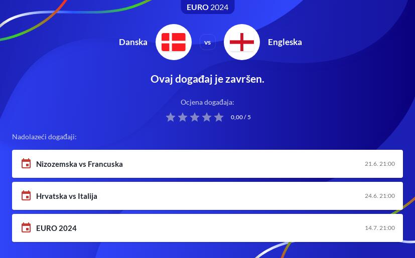 Danska - Engleska Kladionica i prijenos uživo