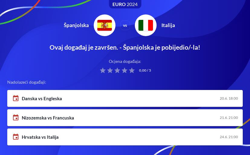 Španjolska - Italija Kladionica i prijenos uživo