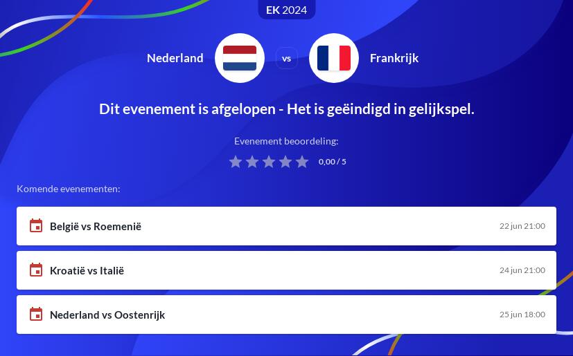 Nederland - Frankrijk Voorspelling